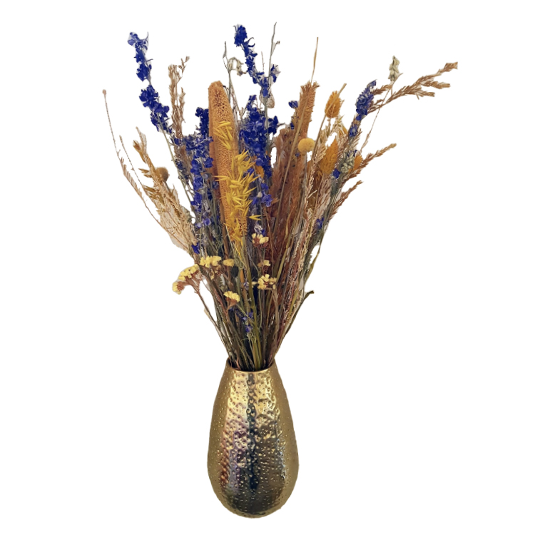 Droogboeket blauw geel