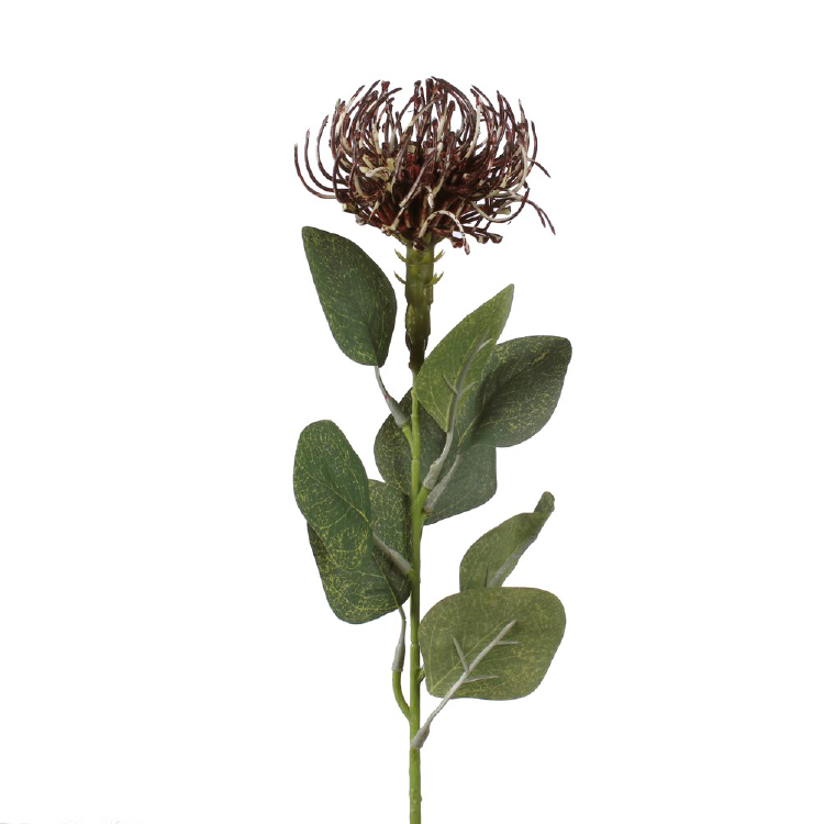 kunststof protea suikerbos bruin