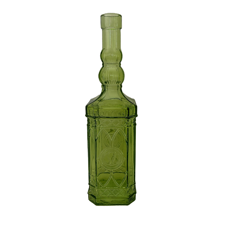 Fles vaas gerecycled glas - 25cm - Groen |