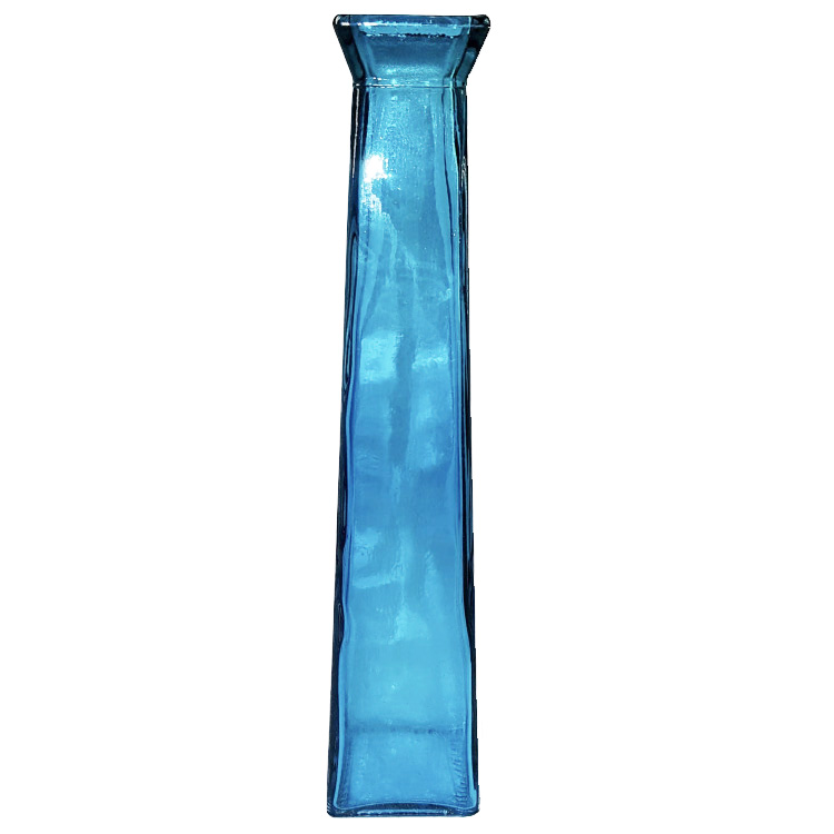 Transparant vierkant glazen vaasje, turquoise