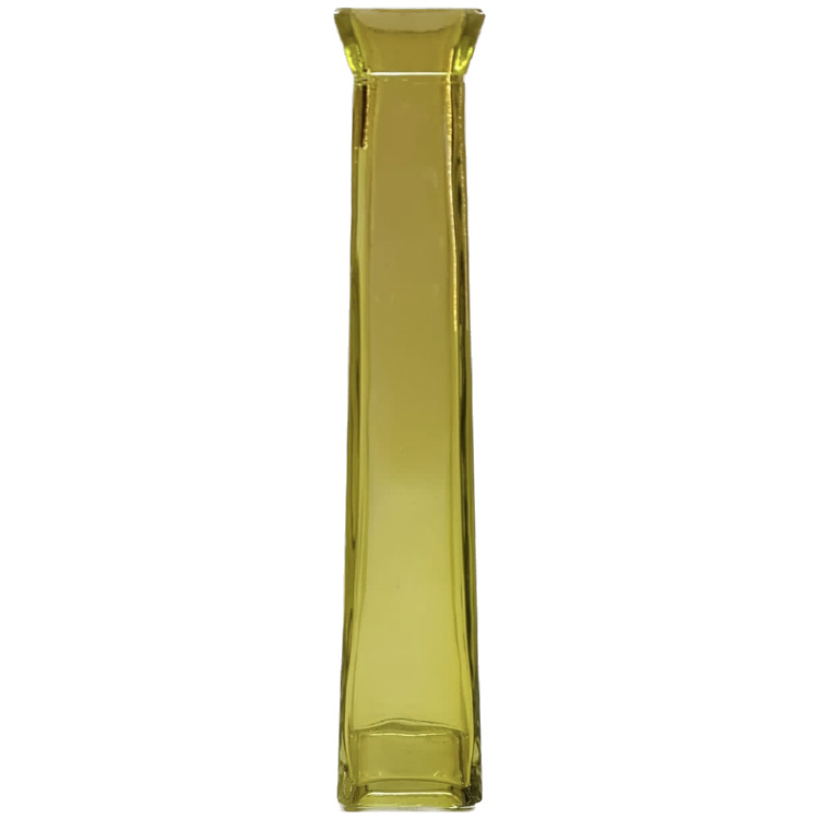 Transparant vierkant glazen vaasje, geel