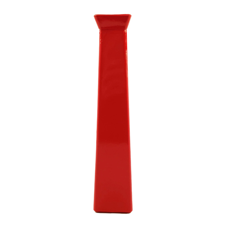 Vierkant aardewerk vaasje, rood