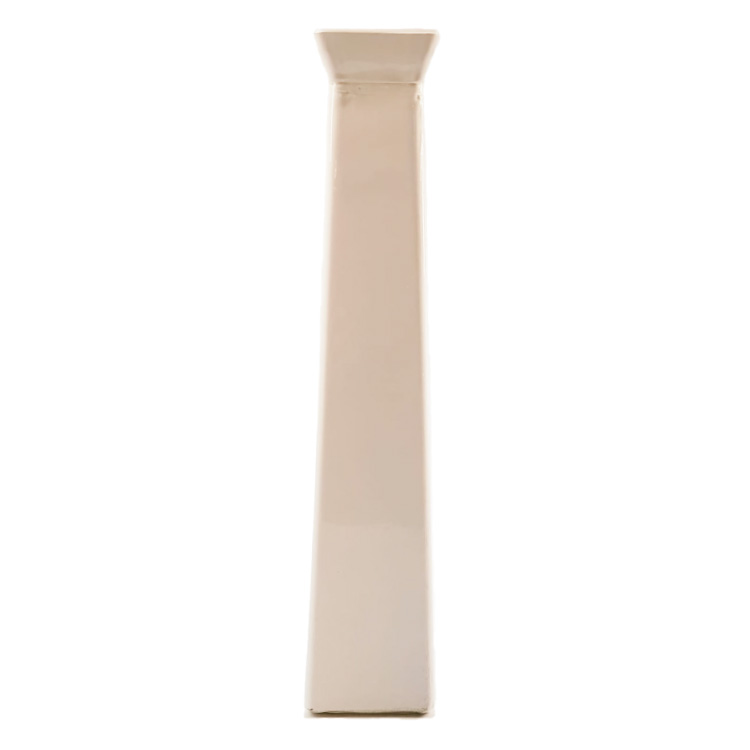 Vierkant aardewerk vaasje, wit