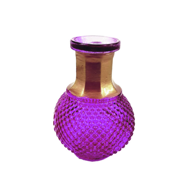 Transparant glazen vaasje, felroze met goud