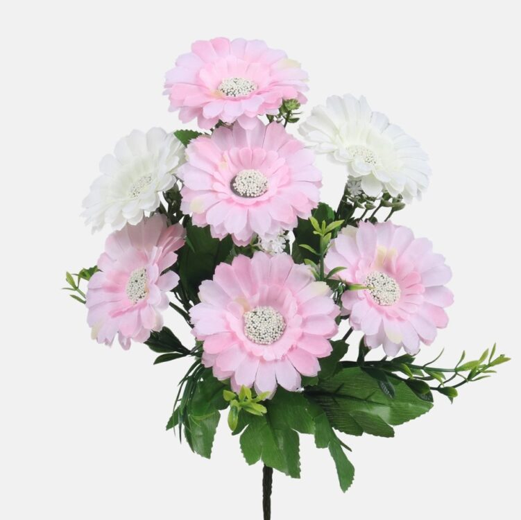 Zijden bloemen boeketje  gerbera's roze