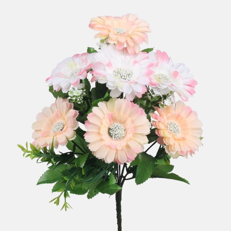 Zijden bloemen boeketje gerbera's zalmkleurig
