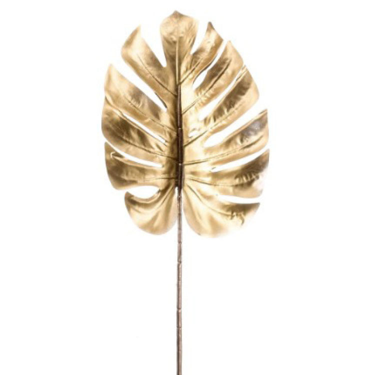 Monstera Blad Metallic Goud - 75cm