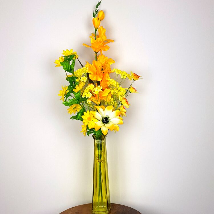 Geel boeket Pretty Sunny met vaas