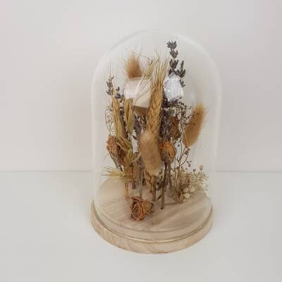 Stolp met droogbloemen, naturel