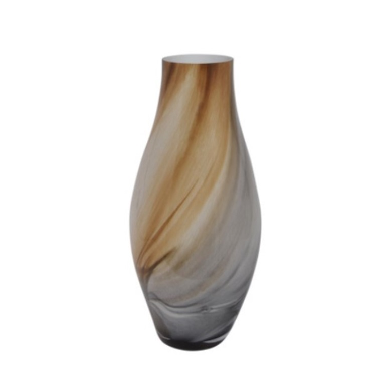 Fidrio vase marbre bellied opal black brown glass