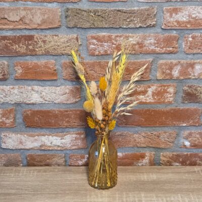 Droogboeketje Geel in geel vaasje