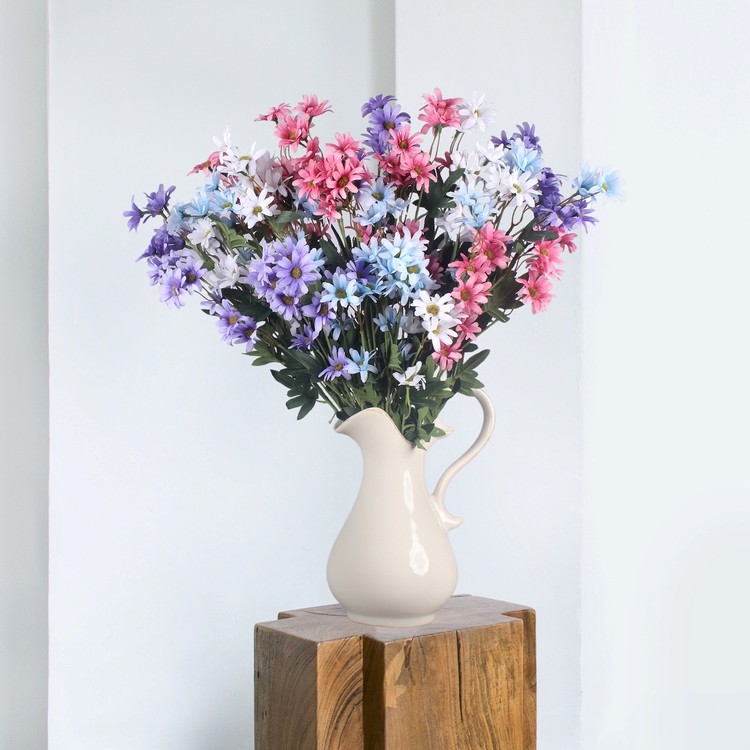 Zijde bloem madeliefje wit - 65 cm - Afbeelding 2