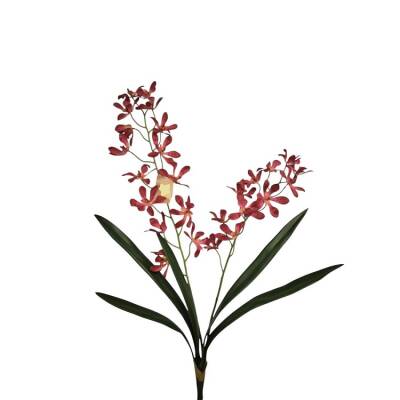 Kunstplant Orchidee Dendrobium Rood/Roze - 75cm