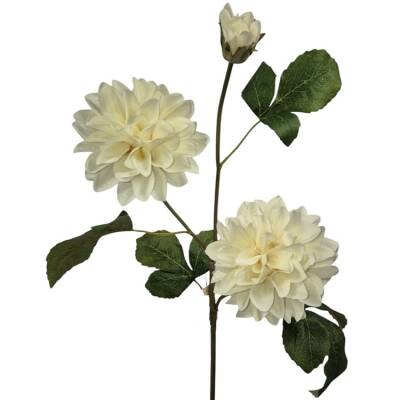 Dahlia Off White - 2 bloemen, 1 knop - 72cm